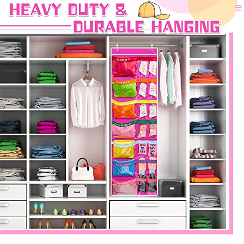 Kids Weekly Clothes Organizer with 21 Large & Small Pockets, Over-the-Door Storage