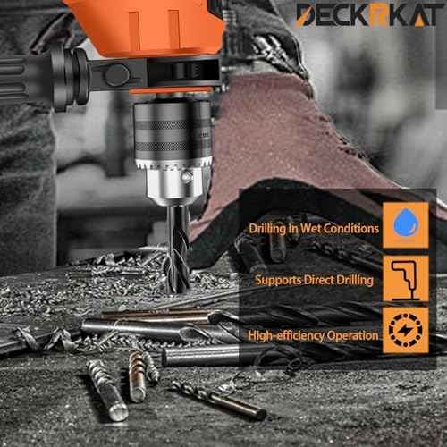 DECKRKAT 6-Piece Black Masonry Drill Bit Set for Concrete, Brick, Tile - Carbide Tipped, Quick Change 1/4" Hex Shank (5/32",3/16",1/4",5/16",3/8",1/2") w/Storage Case