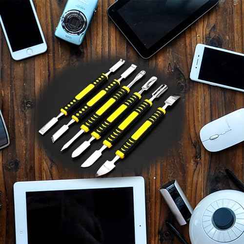Metal Crowbar 6-Piece Dual-Ends Small Metal Spudger Pry Opening Repair Tools Kit,Professional Repair Tool Kit for Phone, Laptops, Tablet, Mobile Phone, Watch, Digital Home Appliance