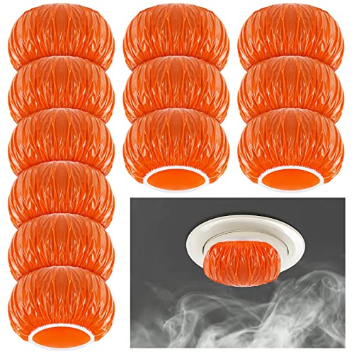 Tessco 12 Pieces Smoke Detector Fire Alarm Dust Paint Cover Thicken Elastic Stretch Plastic Smoke Detector Fire Alarm Cover During Cooking or Baking, Orange