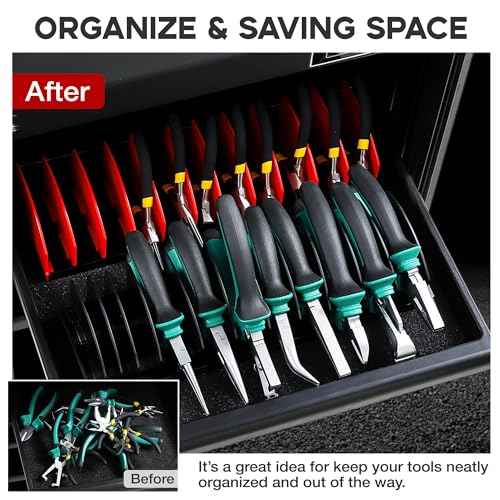 Plier Organizer Black Pliers Holder With Adjustable Dividers Non-Slip Rubber Base for Customizable Versatile Plier Set Storage Rack