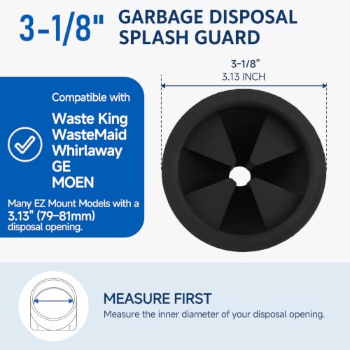 CLEESINK 3 1/8 Inch Garbage Disposal Splash Guard Collar - Food Waste Disposer Accessory (1 Pack)