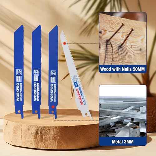 WORKPRO 6-Piece Reciprocating Saw Blade Set, 6" BIM Saw Blades for Metal/Wood with Nails Cutting, Organizer Case Included