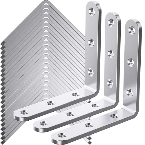 WENQUIT 25-Pack Silver 4x4 Inch Heavy Duty Stainless Steel Angle Brackets