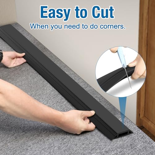 Eapele 10 ft Heavy Duty Floor Cable Cover Protector Black for Home & Outdoor