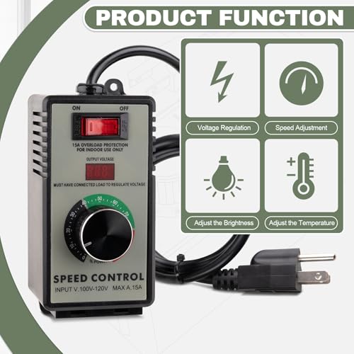 ReeMoo 120V 15A AC Motor Speed Controller for Brushed Motors