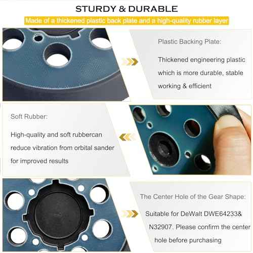 2 Pack Sander Pad for Dewalt Sander, 5" 8 Hole Hook and Loop Orbital Sander Pad Replacement for DeWalt DWE6421 6421K DWE6423 6423K DCW210B -4 Screw Holes Sanding Part for DeWalt DWE64233 & N329079