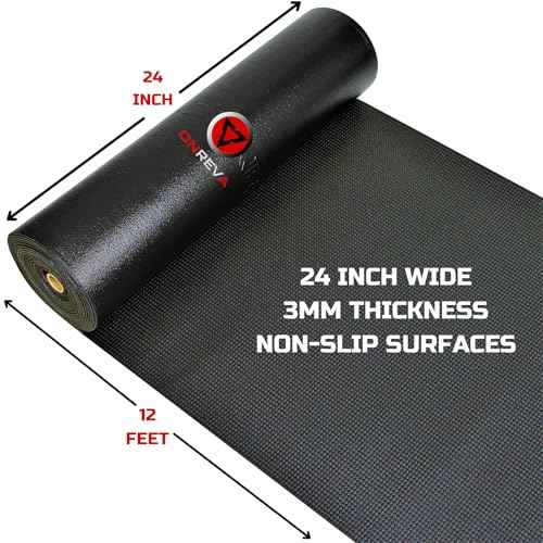 ONREVA Tool Box Liner 24 inch Wide x 12 ft Large, Thick Heavy Duty Toolbox Drawer Liners, Rolling Tool Chest Foam Mat, Shelf Rubber Mat, Black Non-Slip Organizer Pad for Cabinet, Workbench