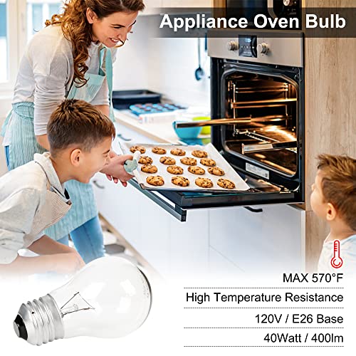 Spolico 40W A15 High-Temp Oven Light Bulb 120V E26 2700K 400lm 4Pack