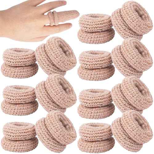 15pcs Cotton Finger Cots, Anti-Slip Elastic Finger Sleeve, Breathable Finger Protectors for Construction Gardening Kitchen Carving- Skin Color