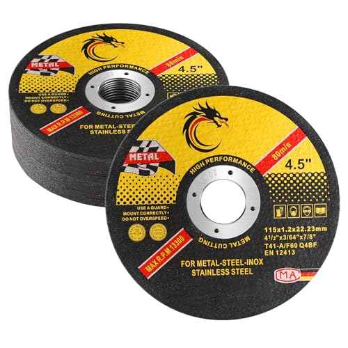 4 1/2 Cut Off Wheel Angle Grinder Cutting Disc for Metal & Stainless Steel, Max 13,300 RPM, 0.045" Thin Grinding Wheel,10 Pack