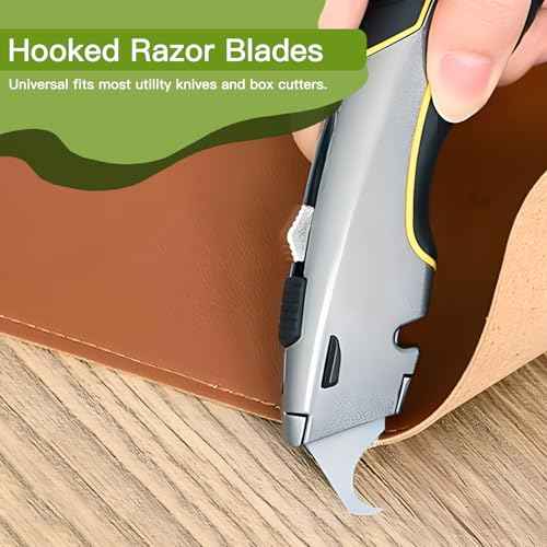 60pcs Utility Hook Blades, Heavy Duty SK5 Steel Hook Blades for Utility Knives, Box Cutter, Carpet, Roofing