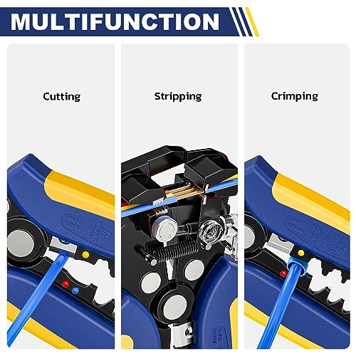haisstronica 3-in-1 Automatic Wire Stripper, Self-Adjusting Tool for AWG 24-10