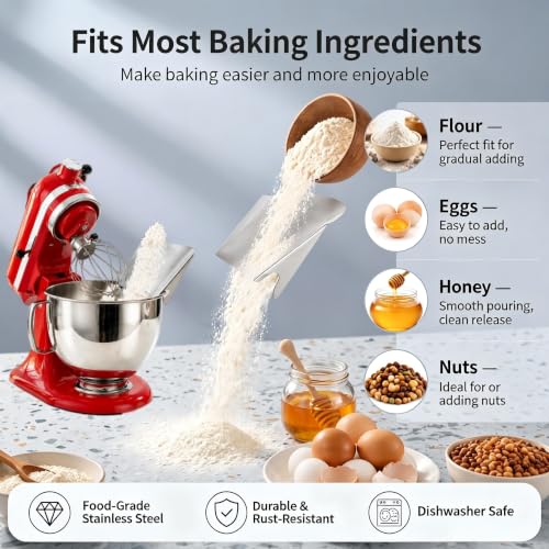 Stainless Steel Pouring Chute for KitchenAid Stand Mixer – Dishwasher Safe