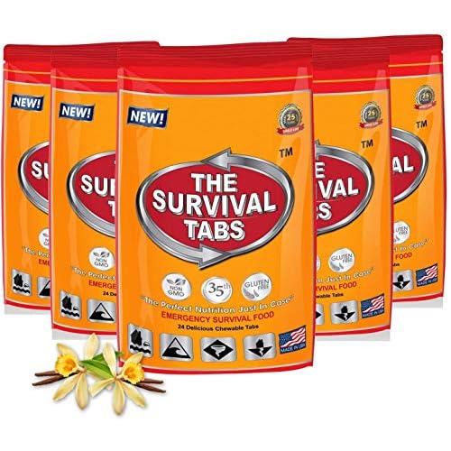 120 tabs Snack Food for 10 Days Emergency Survival MREs Meals Ready-to-eat Bugout for Travel Camping Boating Biking Hunting Activities Gluten Free and Non-GMO 25 Years Shelf Life - Vanilla Malt Flavor