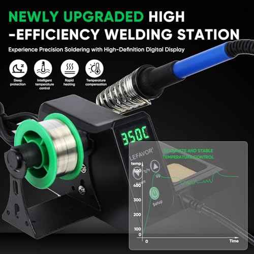 ?Larlarsa DS936 Soldering Station - Digital Soldering Station Kit, 60W Soldering Iron (356¡ÆF-896¡ÆF) with 5 Extra Lead free Tips, Lead-Free Solder Wire, Sleep Mode, ESD Safe, Auto Calibration