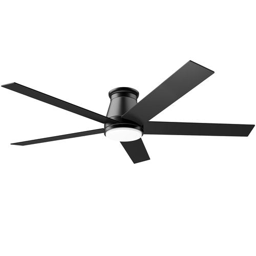 wurzee 60 inch Flush Mount Ceiling Fan Black Ceiling Fans with Lights 6 Speeds DC Reversible Motor, Timing, Dimmable, 5 Blades for Study, Nursery, Indoor Patio Porch Garage Shop