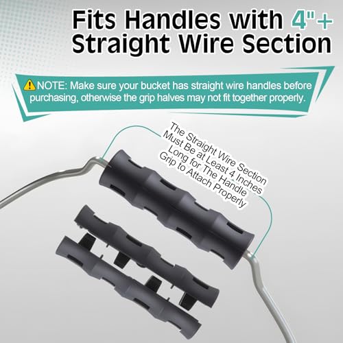 Gulfmew 4 Pack Ergonomic Replacement Bucket Handles for 5 Gallon Buckets – Black