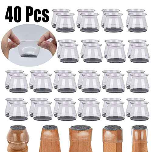 BUMACO 40Pcs Chair Leg Floor Protectors Chair Leg Protectors for Hardwood Floors Silicone Pads Covers to Protect Floors Universal L Clear Fit (1-5/16"~2")