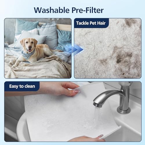Cabiclean PR1 Replacement Filter for MOOKA PR1 Air Purifier White-PR1 Filter (2 Pack + 4 Washable Pre-Filters)