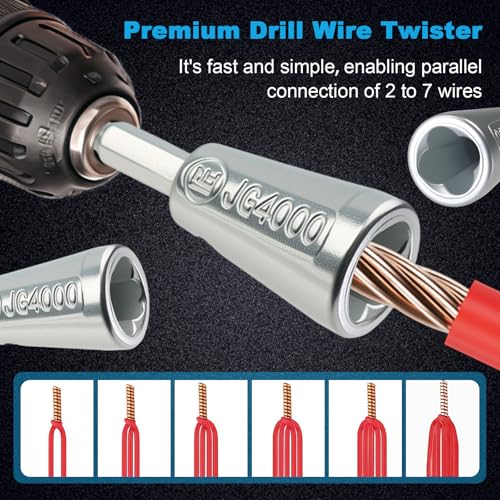 4 Pcs Upgraded Wire Twister Tool for Drill 2025 Version, Multifunctional Wire Nut Twister, Lightweight Wire Nut Twister for Drill Compatible with Power Drills, for 1.5/2.5/4/6mm©÷(9-22 AWG) wires