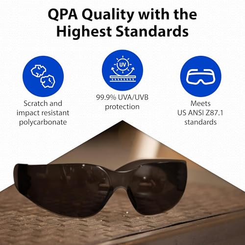 Quest Protective Apparel Safety Glasses for Men and Women - Anti Fog Safety Goggles for Shooting, Lab, or Construction ? Polycarbonate Eye Protection [Smoke & Pack of 2]