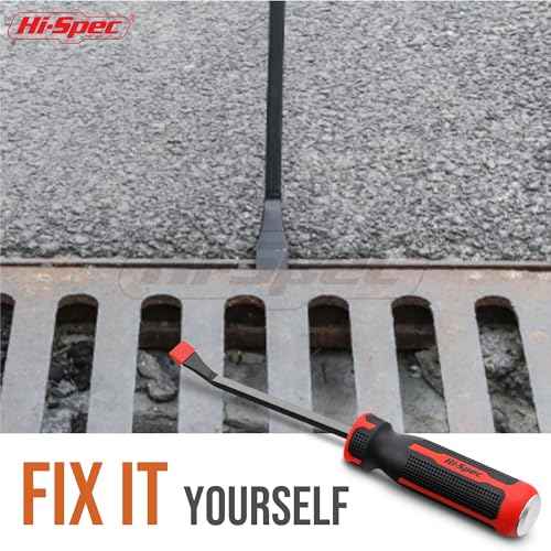 Hi-Spec 1pc Short Small Steel Pry Bar. Ergonomic Non-Slip Handles with Heavy Duty Striking Cap for Wood, Tiles, Trim and Molding. 8" (0.6ft) / 0.2m Total Length.