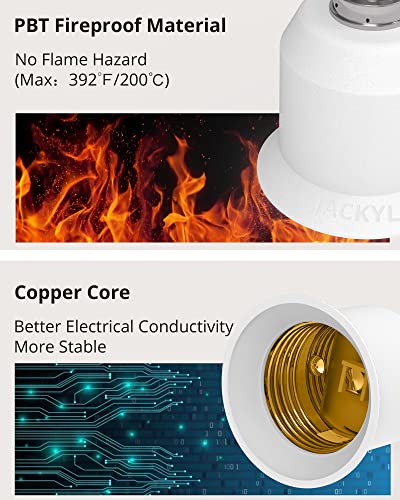 2-Pack E12 to E26 Light Socket Adapter - Universal Candelabra to Medium Base Converter