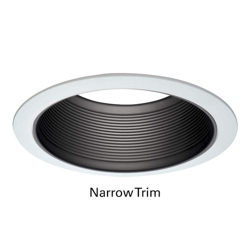 HALO 6100BB 6" White Tapered Metal Baffle Recessed Trim with 2 White Rings, Narrow and Wide, Black