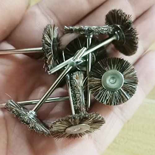 ?????? ???? 20 Pcs Bristles Brush Wheel Sets, 3/32 Inch Shank Abrasive Bristles Polishing Wheel for Rotary Tools (Brown)