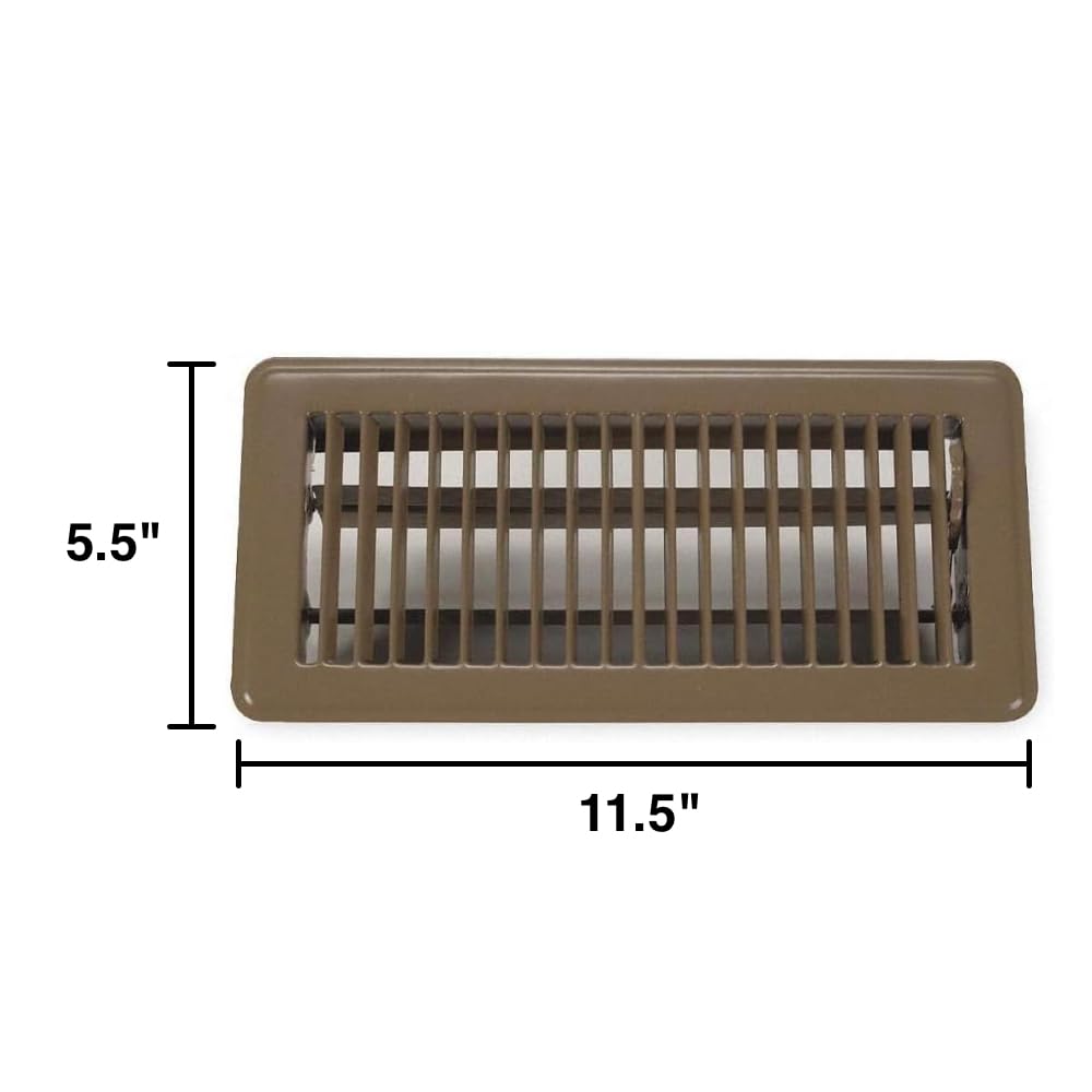 Rocky Mountain Goods Brown Floor Register Vent for 4-Inch by 10-Inch Vent Openings (Item Dimensions 11.5" x 5.5") - Easy Adjust Air Supply Lever - Premium Finish - Heavy Duty for Walk on Use