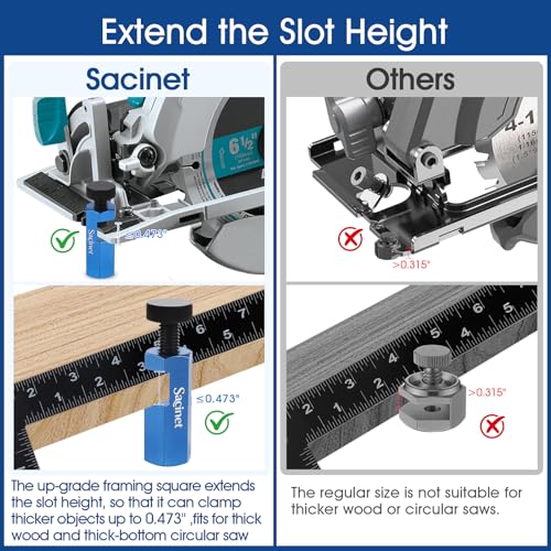 Stair Gauge for Speed Square and Circular Saw Guide, Non-Slip Tall Stair Gauges Set with Holder & Carabiner, Anti-Scratch, Extend Slot Framing Square jig for Stair Rafter Layout, Carpenter Tools