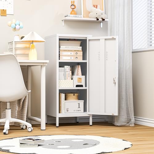 pozdeg 35.43in White Lockable Metal Storage Locker with Adjustable Shelf