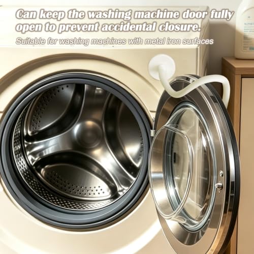 Yuibthr White Front Load Washer Door Prop with Magnetic Base - Removable Flexible Hose Stopper