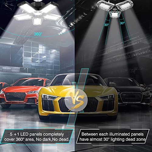 YIBEYYDS 160W 16000LM Deformable LED Garage Light with 5 Panels, E26/E27, Black - Variation 1