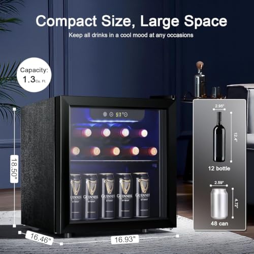 Antarctic Star Black 1.3 Cu.Ft Wine & Beverage Cooler with Glass Door