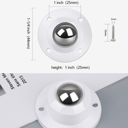 Dear Self Adhesive Caster Wheels for Furniture, Storage Box, Trash Can - Stainless Steel Universal Pulley 360 Degree Rotating Swivel Wheels - 1 Inch Low Profile - Black - 4 Pack