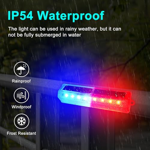 Aolyty Solar Warning Light, Bright Red and Blue Light Flashing Alternately Waterproof Emergency Caution Light for Construction Site, Dock, Guardrails, Driveway, Beacon (Red & Blue)