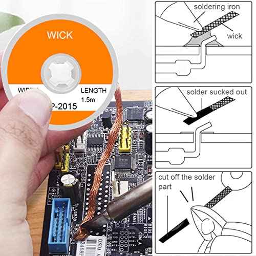 Desoldering Solder Wick Braid Wire Electrical Braided Desoldering Wicks Soldering Tin Remover Wire Solder Remover Tool 7 Pcs, for PCB Circuit Board Soldering, 1.5 Meter Length