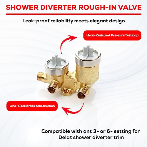 The Door Bull R22000 Brass Universal Rough-In Shower Valve with Diverter - Model R22000