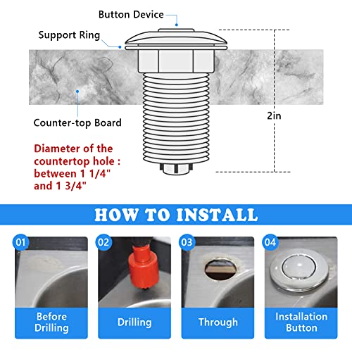 CLEESINK Brushed Gold Long 3.5-Inch Garbage Disposal Switch Button for Food Waste Disposer
