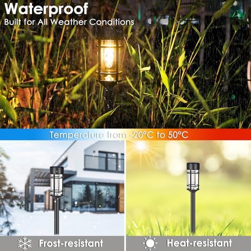 Mancra Solar Pathway Lights 8-Pack Outdoor Waterproof Garden Lighting - Black/Warm White 3000K