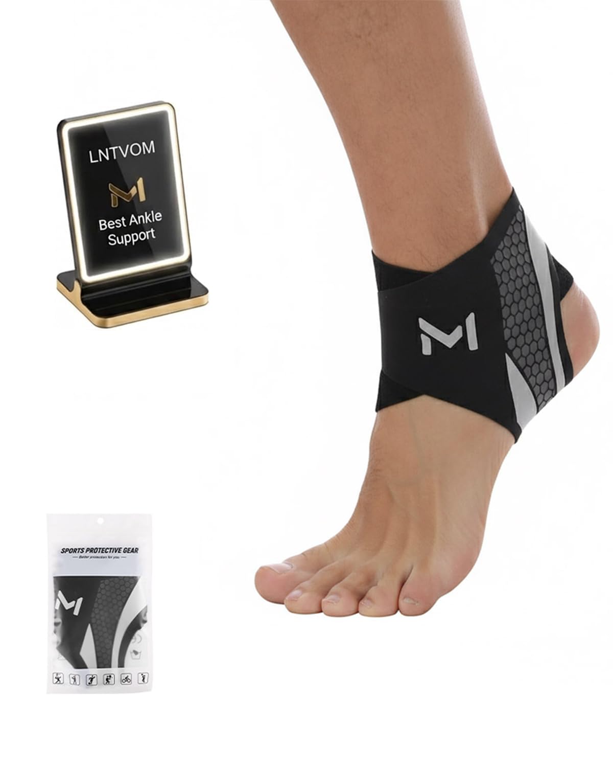 LNTVOM Ankle Brace for Sprained Ankle Support Women Men, Compression Stabilizer Lace Up Adjustable Figure 8 Wrap, Sleeve Brace for Running Volleyball Basketball Soccer Sports Motion Protection