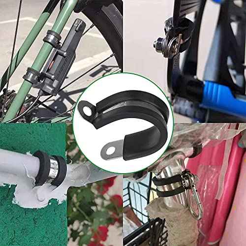 30pcs 3/8 Inch Stainless Steel Cable Clamps,Rubber Coated Cushioned Insulated Cable Clamp,Automotive Cable Wire Clamps,Pipe Clamps,Metal Clamp for Tube,Lines,Wire Cord Installation(Black,10mm)