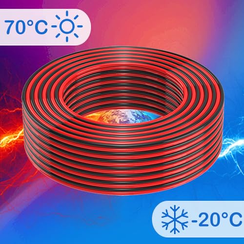 30FT 18 Gauge Electrical Wire Kit - Red & Black Low Voltage CCA Copper Clad Aluminum for Car, LED, Lighting
