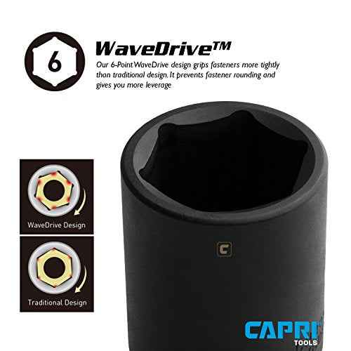 Capri Tools Shallow Impact Socket, 3/8-Inch Drive, 6-Point, SAE (15/16-Inch)