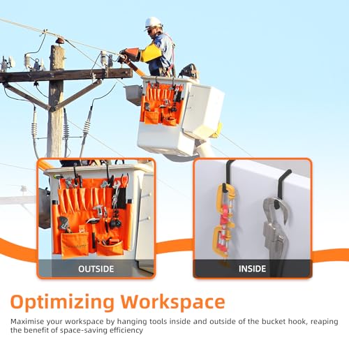 SERABETTO Lineman Tool Board Apron with Two 2" Hooks - Tool Organizer for Bucket Truck