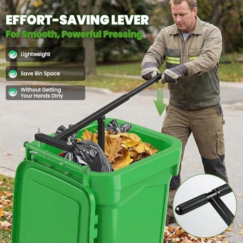 Manual Trash Compactor for 360L Wheelie Bin - Adjustable Depth & Heavy-Duty Plate