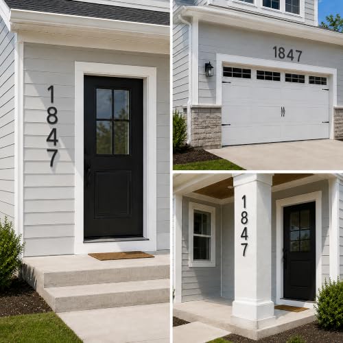 IVERRA 10 Inch Black House Numbers for Outdoors - Large Address Numbers, Model 2 - Modern Floating Design