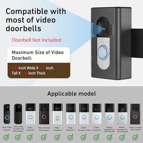 Anti-Theft Video Doorbell Mount,AHBTEYM Mount No Drill Bracket Holder Accessories for Apartment Home Rentals Compatible with Ring Video Doorbell 4/3/3 Plus/2/1/2021/2023 Release(Black)